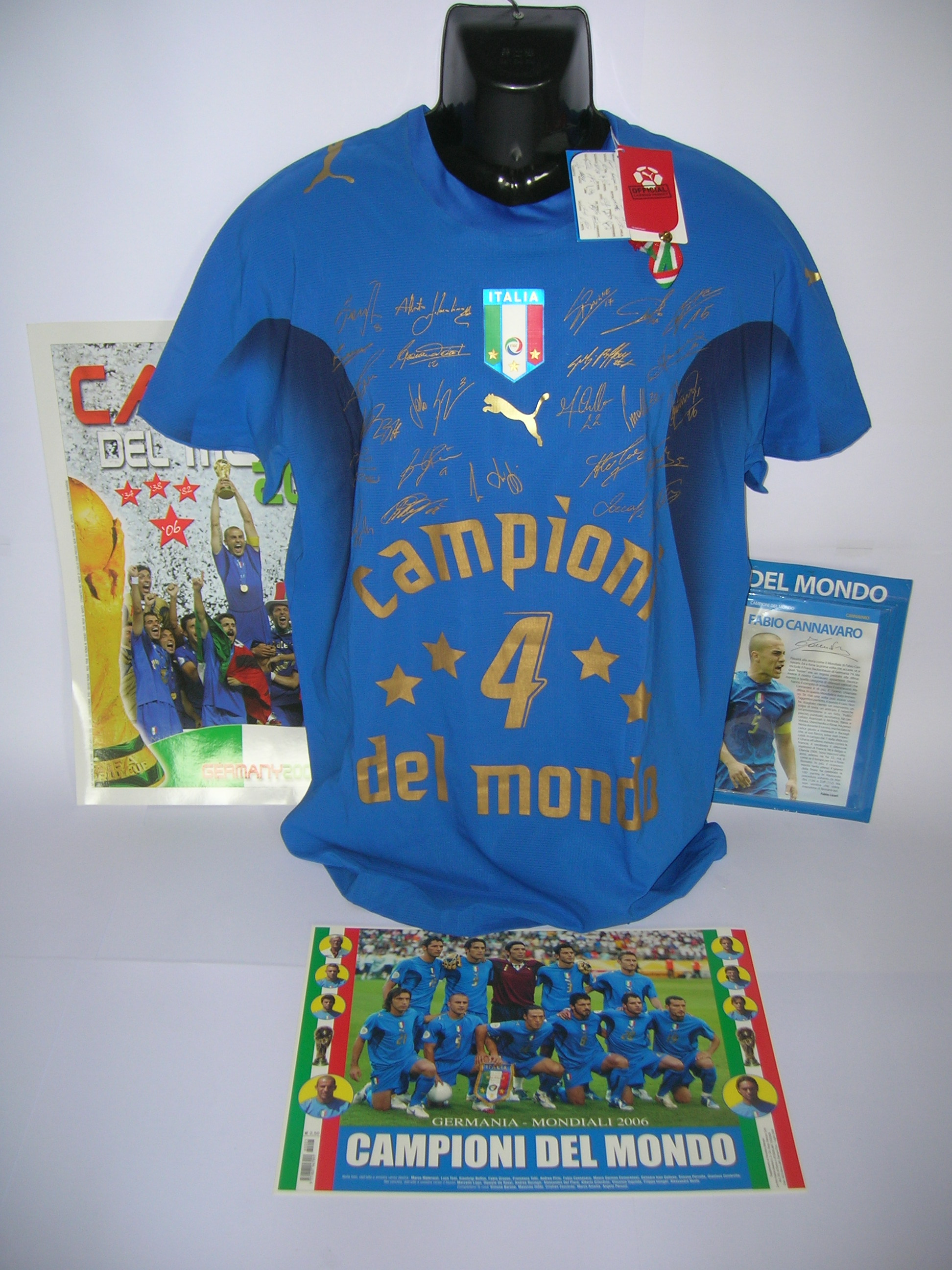 Maglia Italia riproduzione 2006 con autografi stampati A